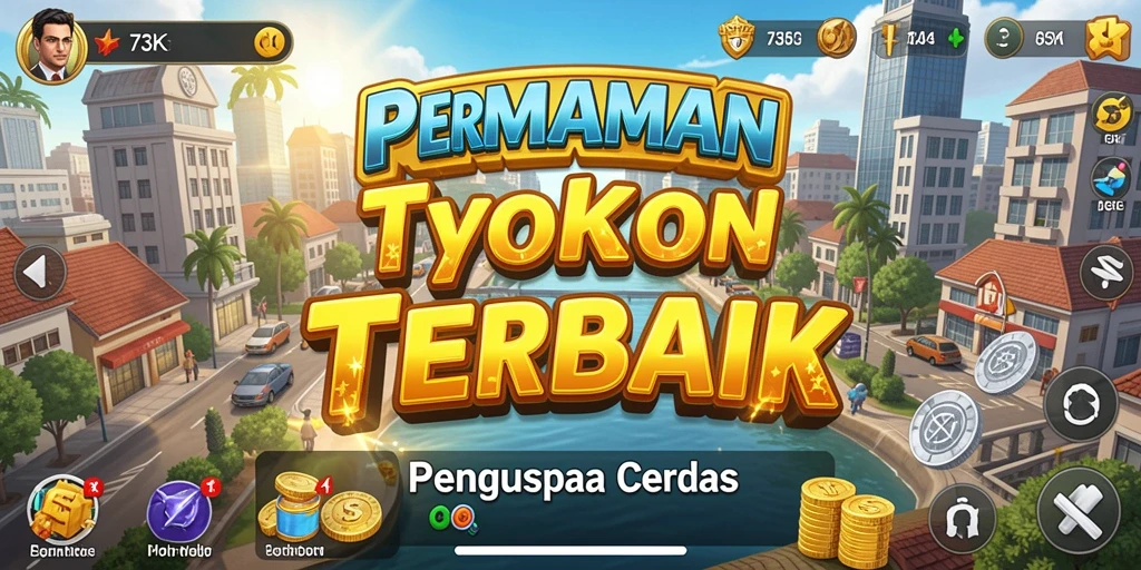 Screenshot gameplay dari 73K yang menunjukkan manajemen bisnis yang seru.