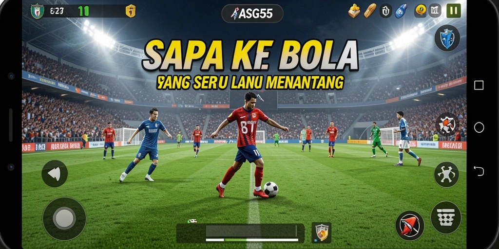 Tampilan gameplay ASG55 yang mendebarkan dalam aksi sepak bola.