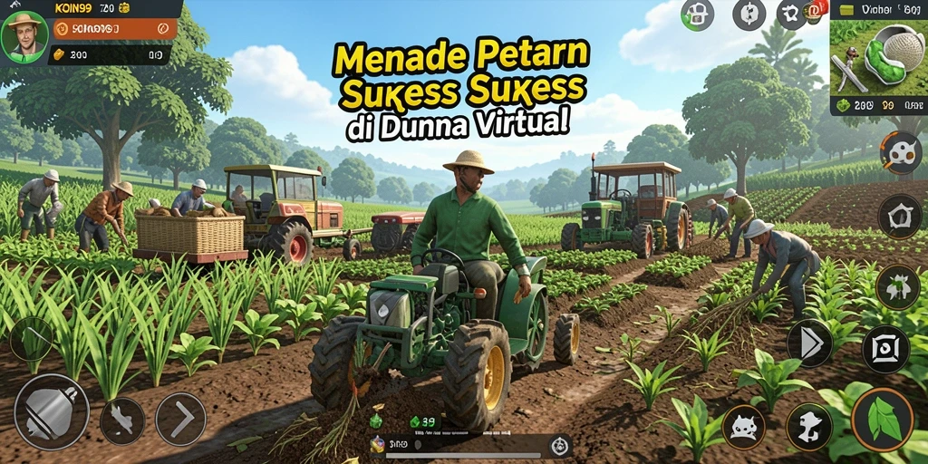 Tampilan menarik gameplay KOIN99 saat bertani di ladang.