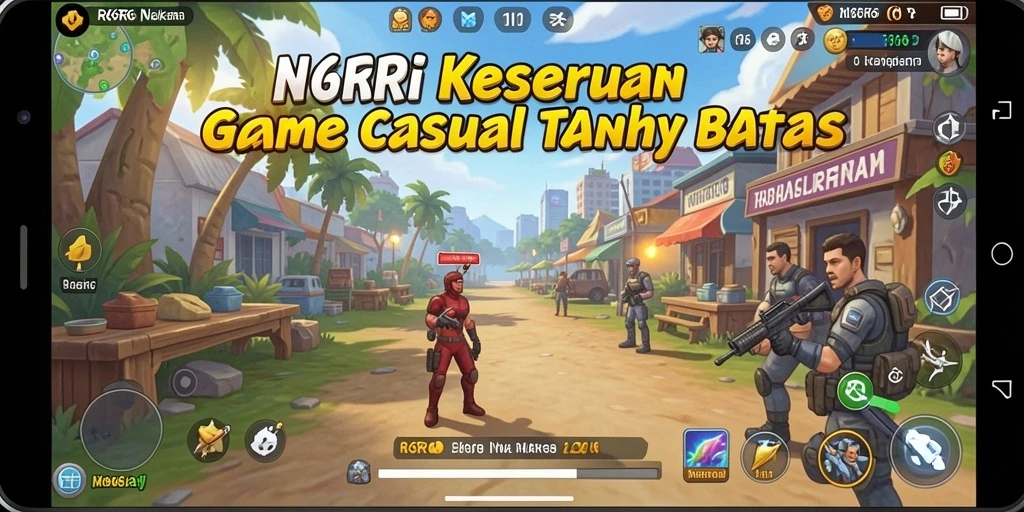 Screenshot gameplay R6R6 yang penuh warna dan menghibur.