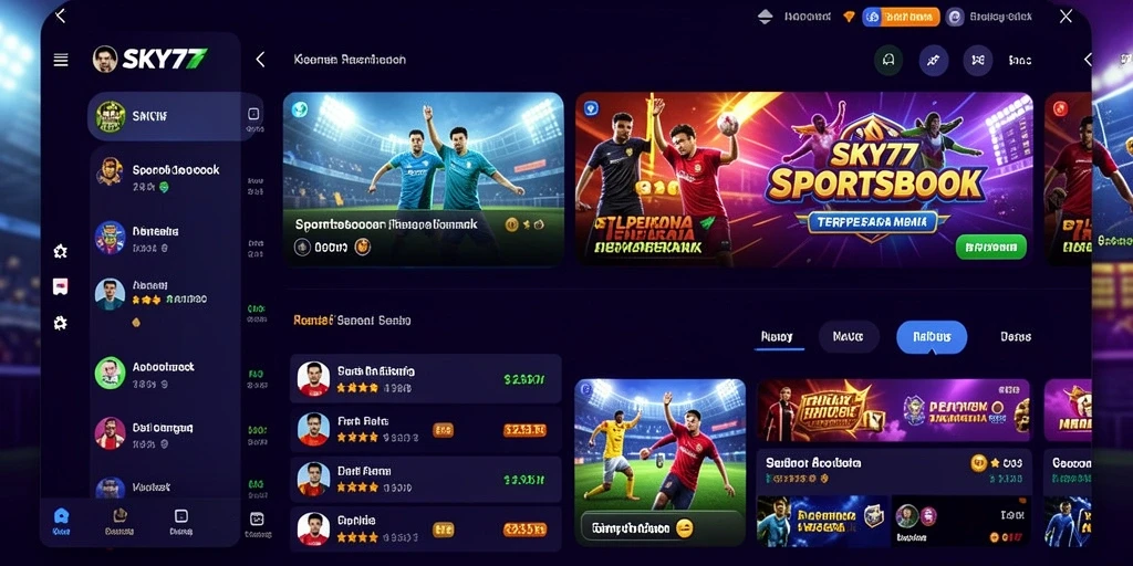 Screenshot gameplay Sportsbook dengan interface yang menarik dan informatif.
