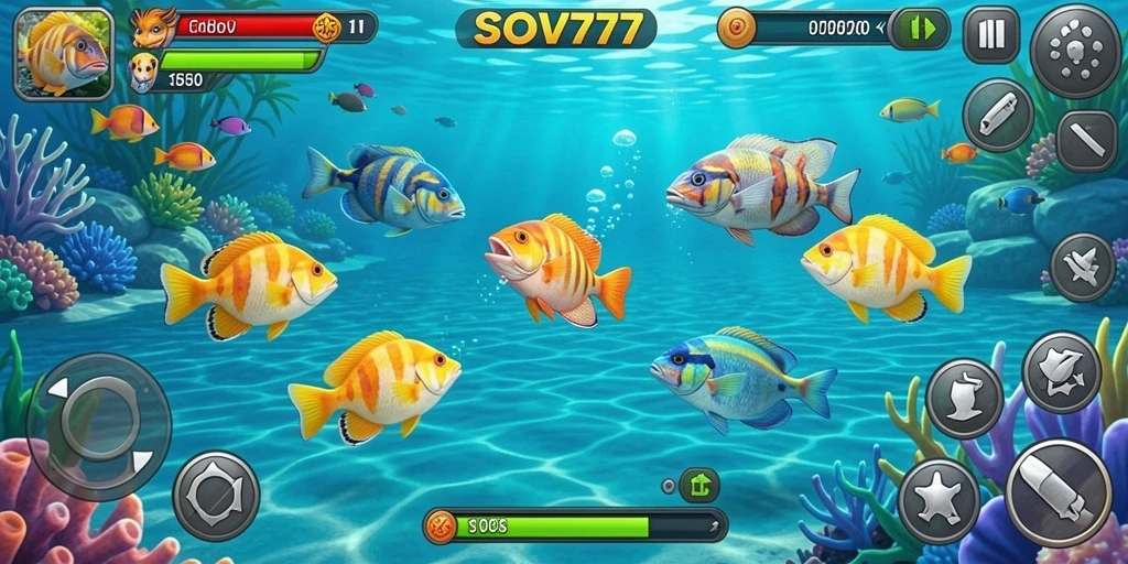 Tangkapan layar SOV777 menampilkan gameplay tembak ikan yang mengasyikkan.