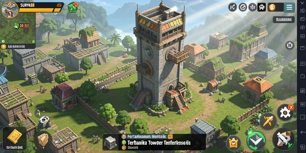 Tangkapan layar gameplay SURYA88 menunjukkan aksi seru dalam Tower Defense.