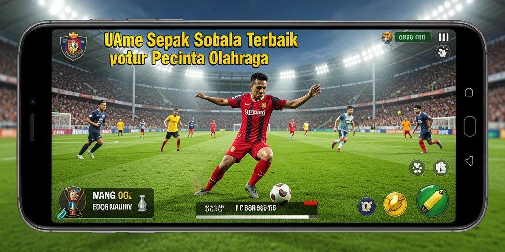 Screenshot UANG menampilkan gameplay seru dalam pertandingan sepak bola.