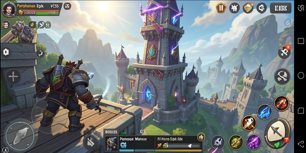 Tangkapan layar permainan VC55 menampilkan pertempuran Tower Defense yang menegangkan.